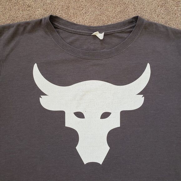 Under Armour Project Rock Brahma Bull T-Shirt Ladies Loose Fit Gray Size Med - Picture 2 of 6